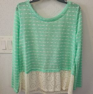 Minst striped with lace detail tunic top